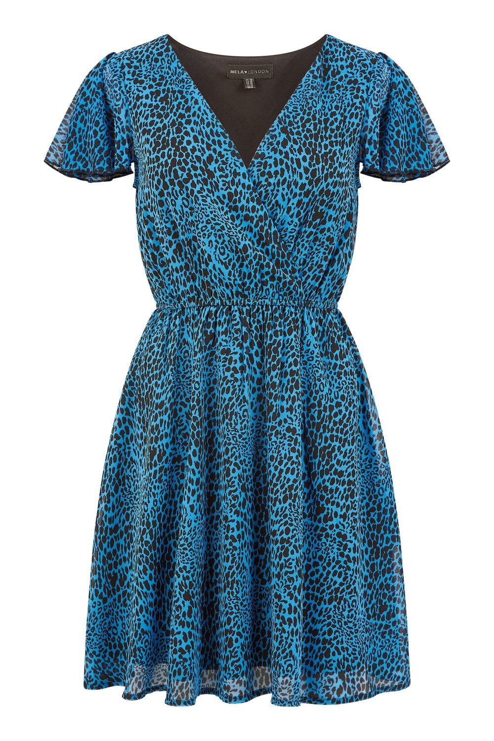 Mela Blue Leopard Print Skater Dress Mela