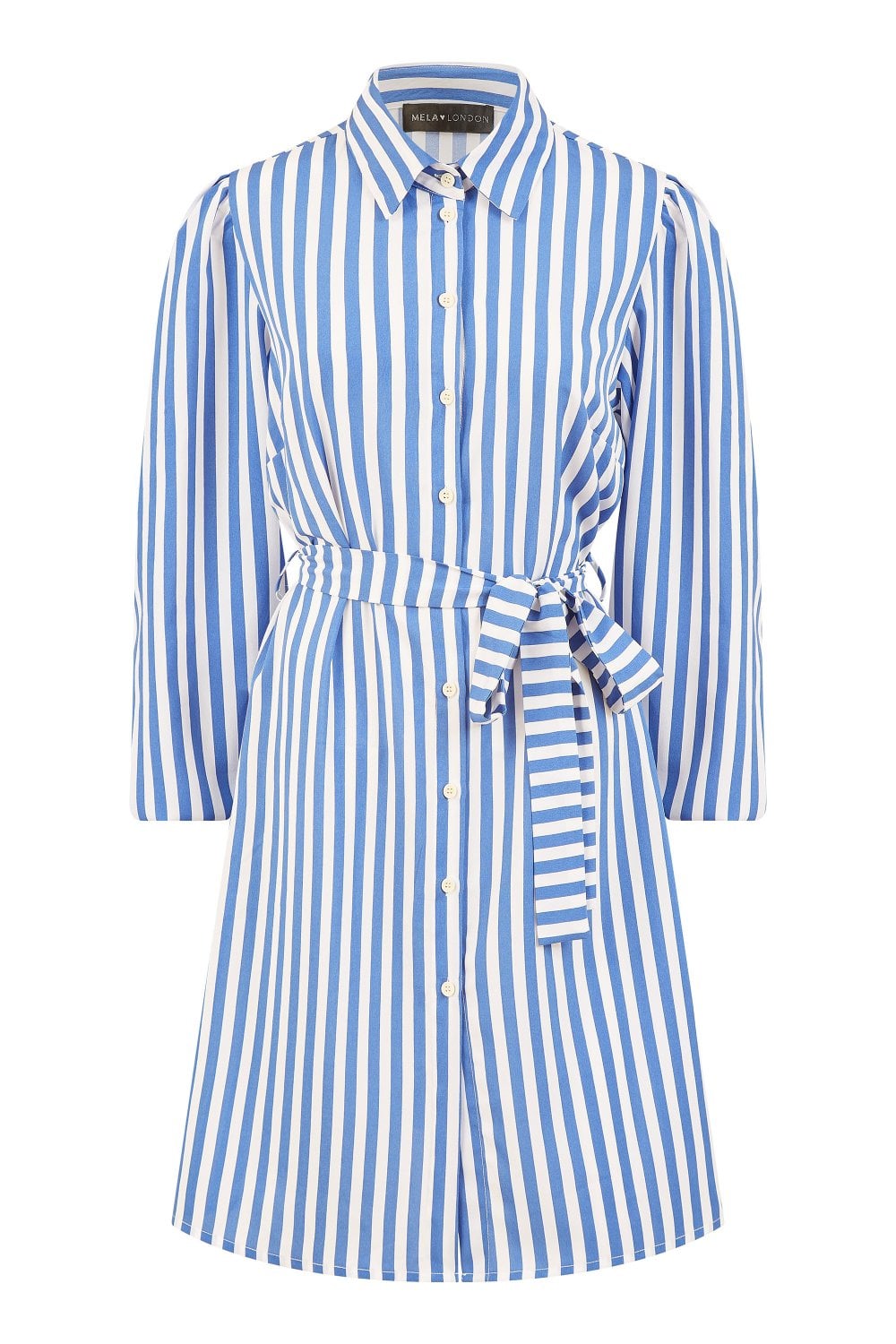 Mela Blue Striped Relaxed Fit Shirt Dress Mela