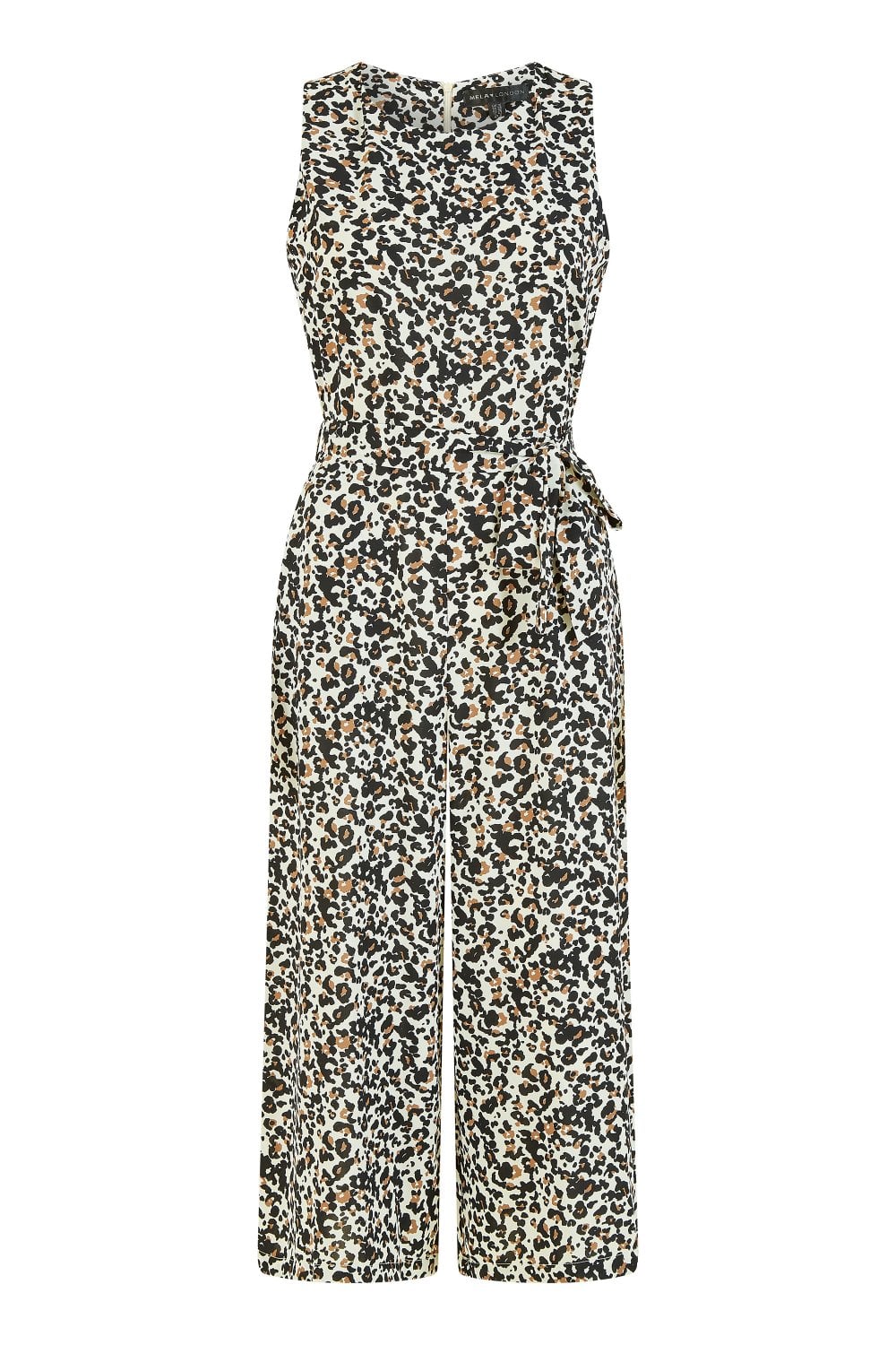 Mela Brown Animal Print Sleeveless Culotte Jumpsuit Mela