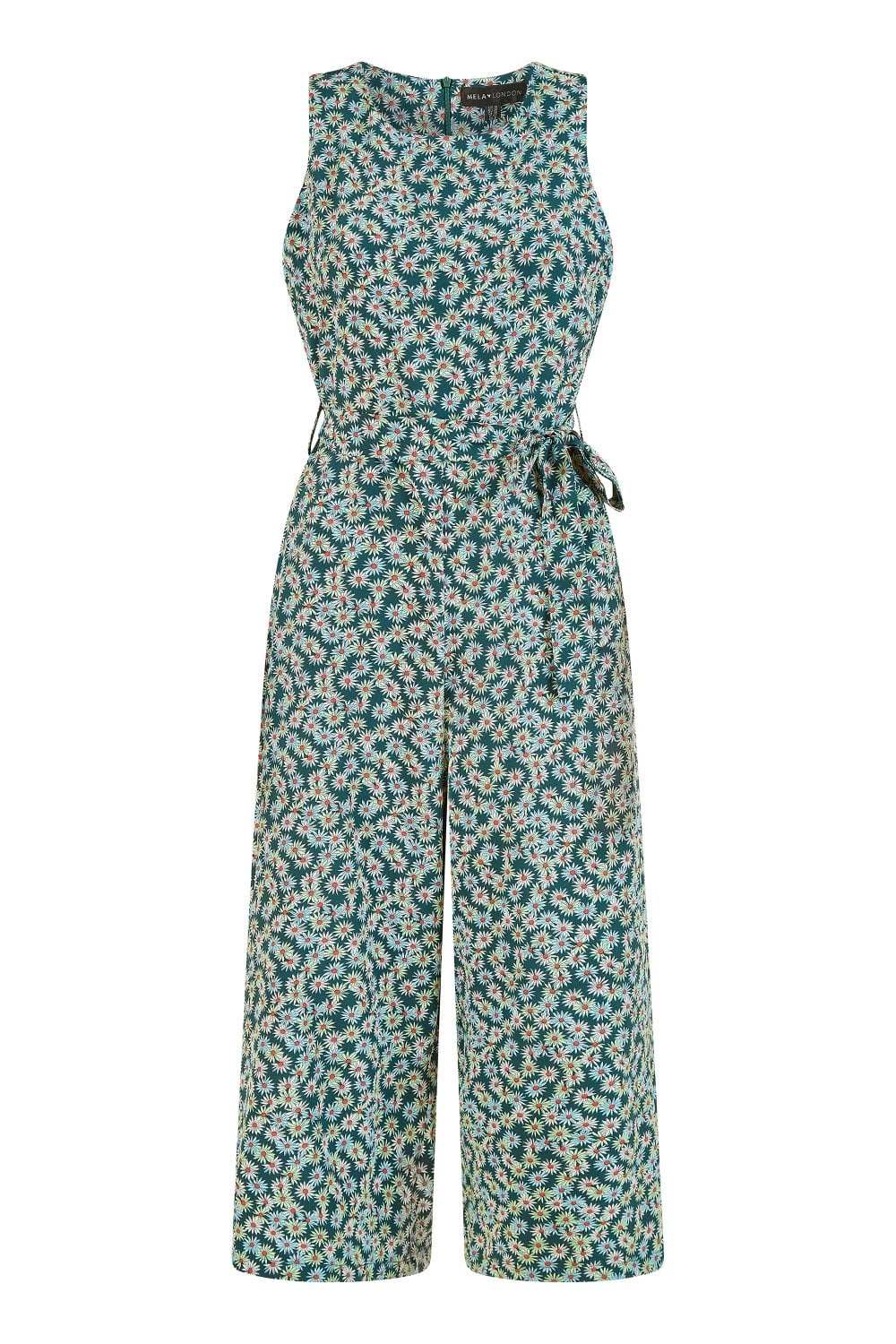 Mela Green Daisy Floral Print Culotte Jumpsuit Mela