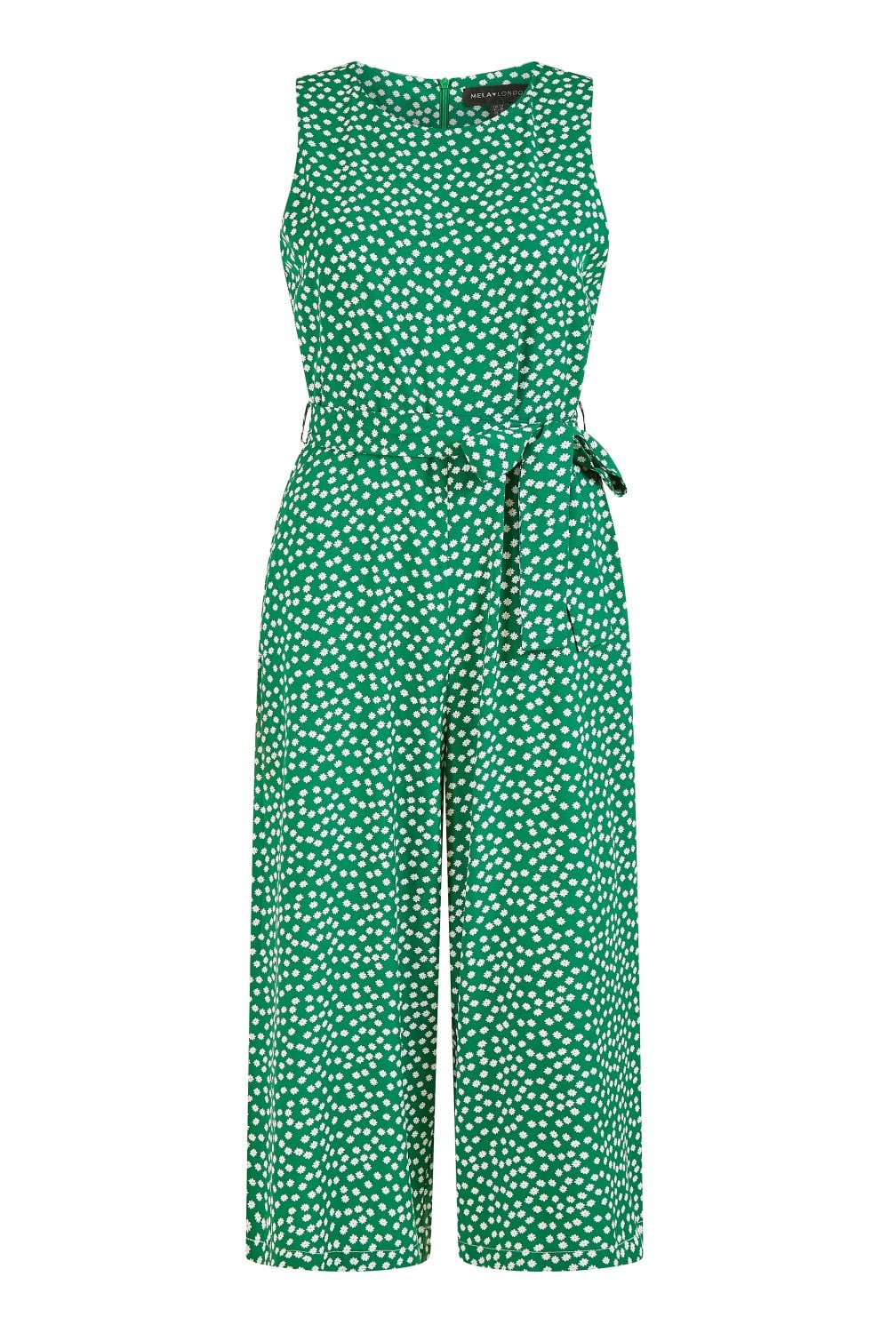 Mela Green Ditsy Daisy Sleeveless Culotte Jumpsuit Mela