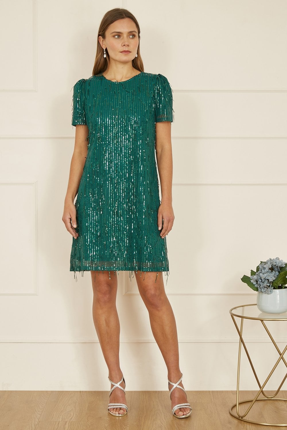 Mela Green Dripping Sequin Tunic Dress Mela