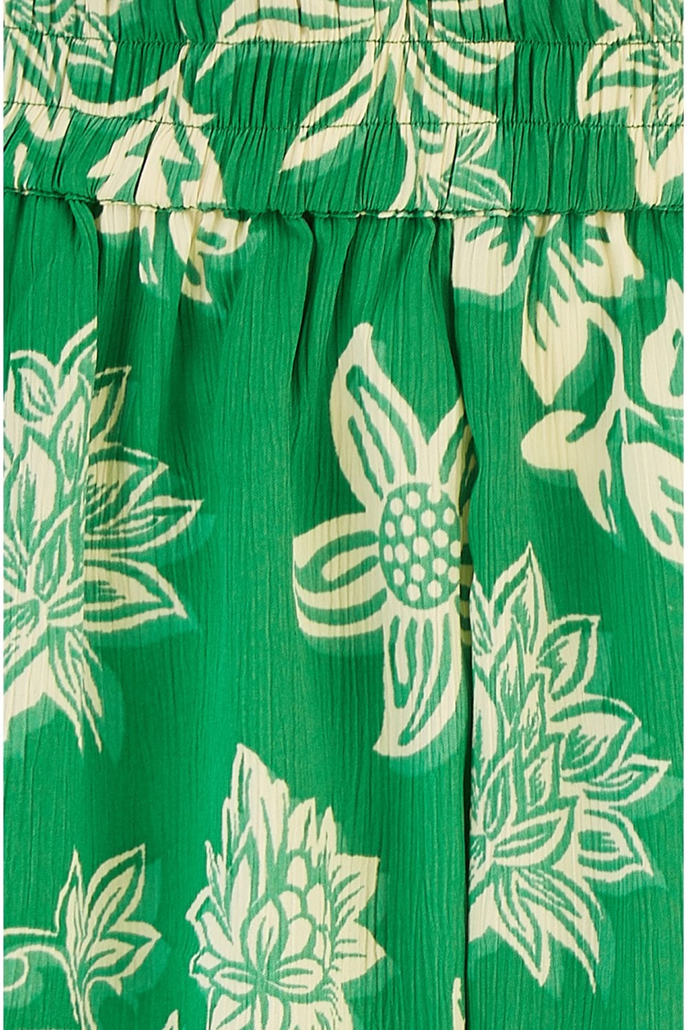 Mela Green Floral Print Ruched Waist Relaxed Fit Shorts Mela