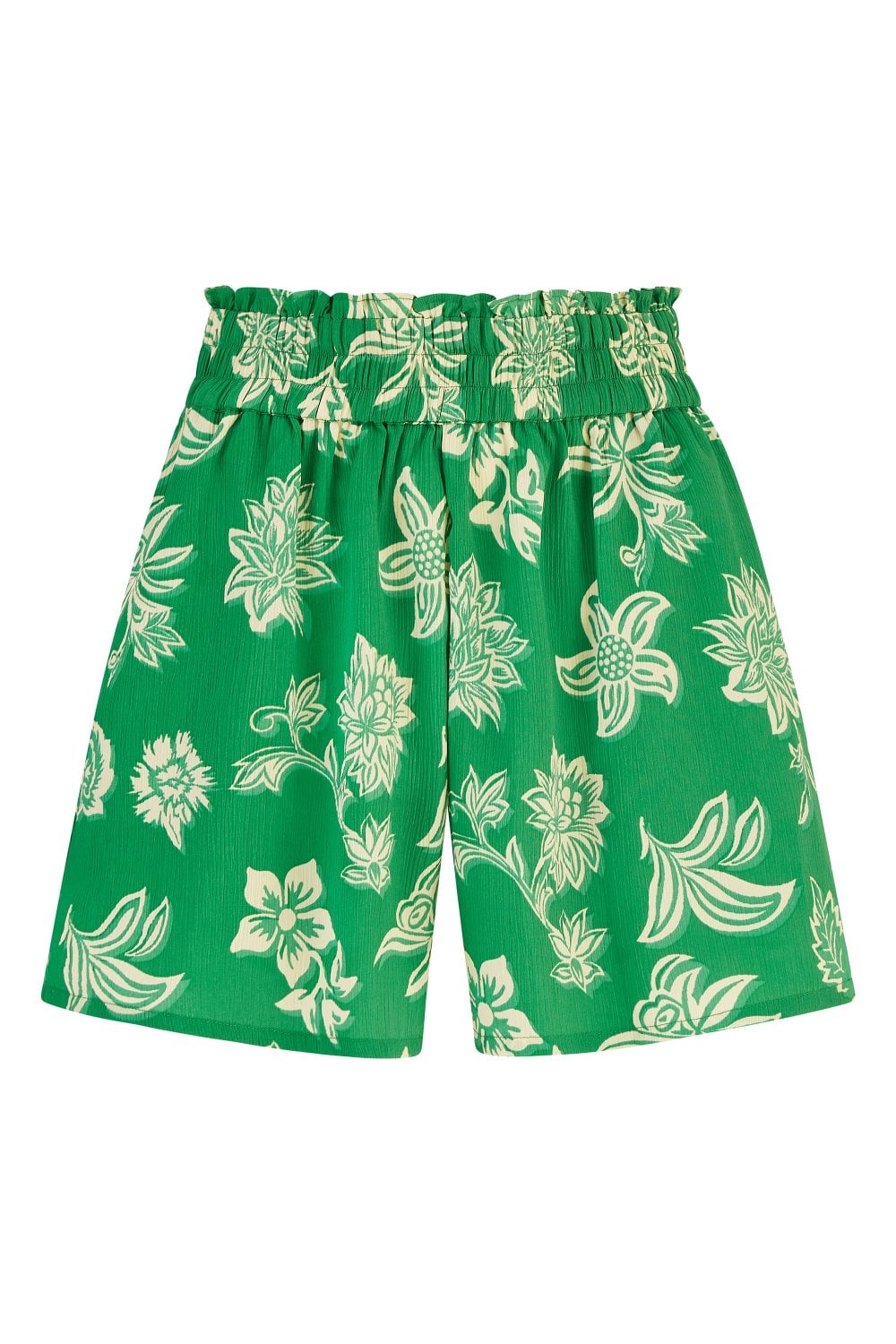 Mela Green Floral Print Ruched Waist Relaxed Fit Shorts Mela