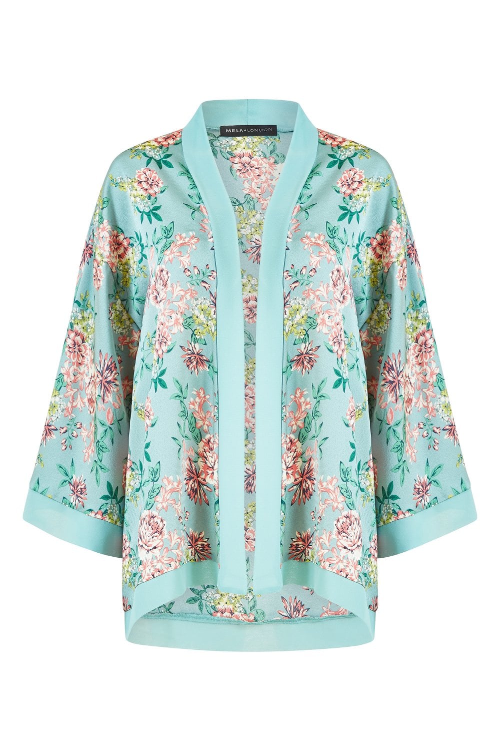 Mela Green Floral Satin Kimono Mela