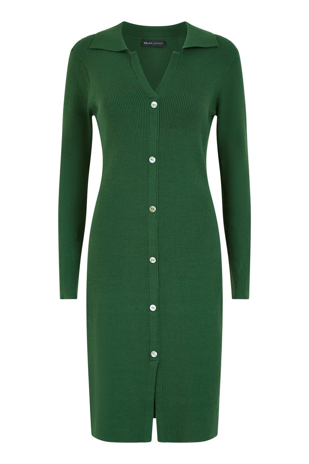 Mela Green Knitted Shirt Dress Yumi