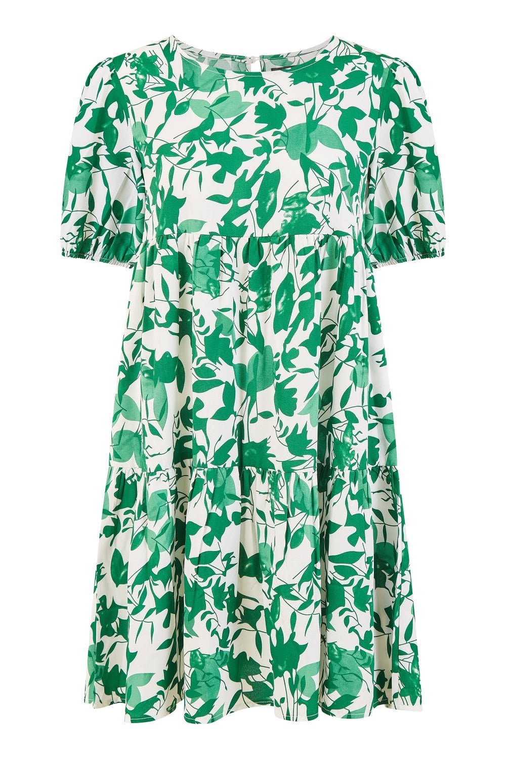 Mela Green Leaf Print Tunic Skater Dress Yumi