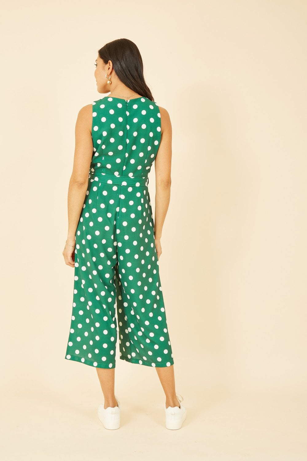 Mela Green Polka Dot Culotte Jumpsuit Yumi