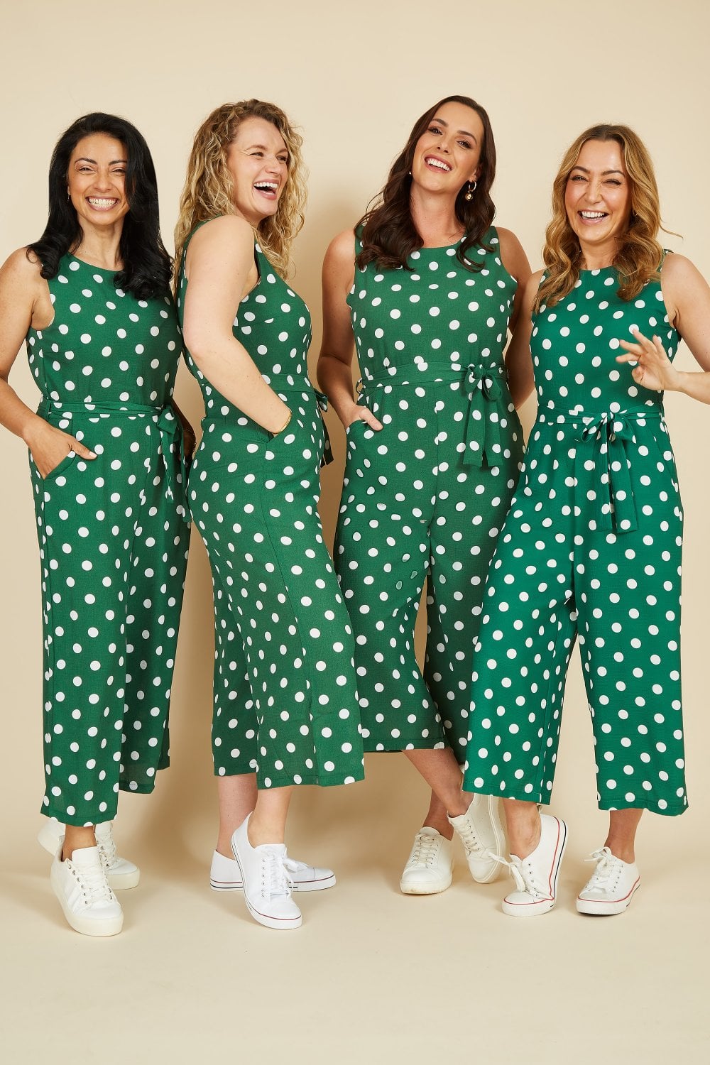 Mela Green Polka Dot Culotte Jumpsuit Yumi