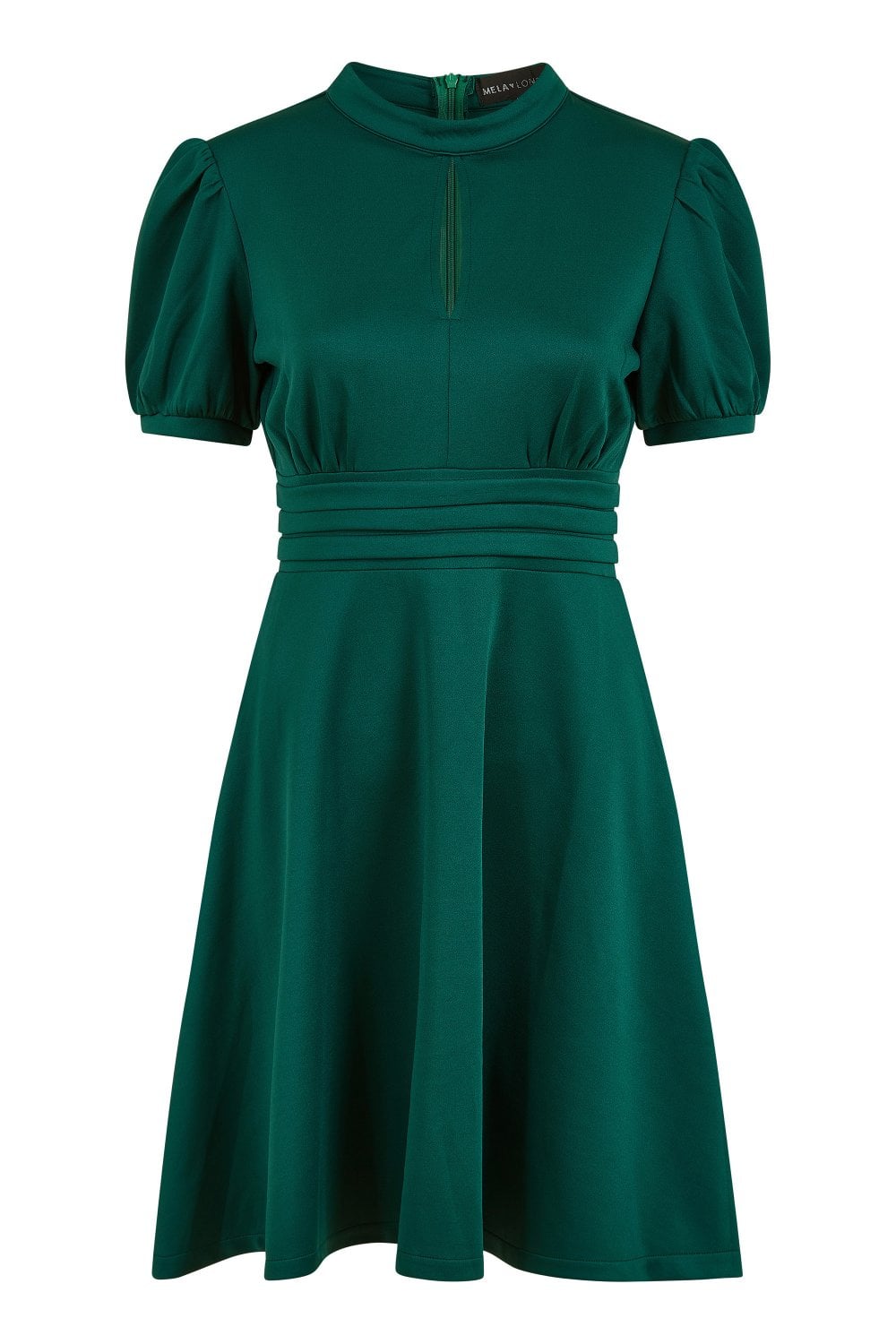 Mela Green Puff Sleeve Skater Dress Mela