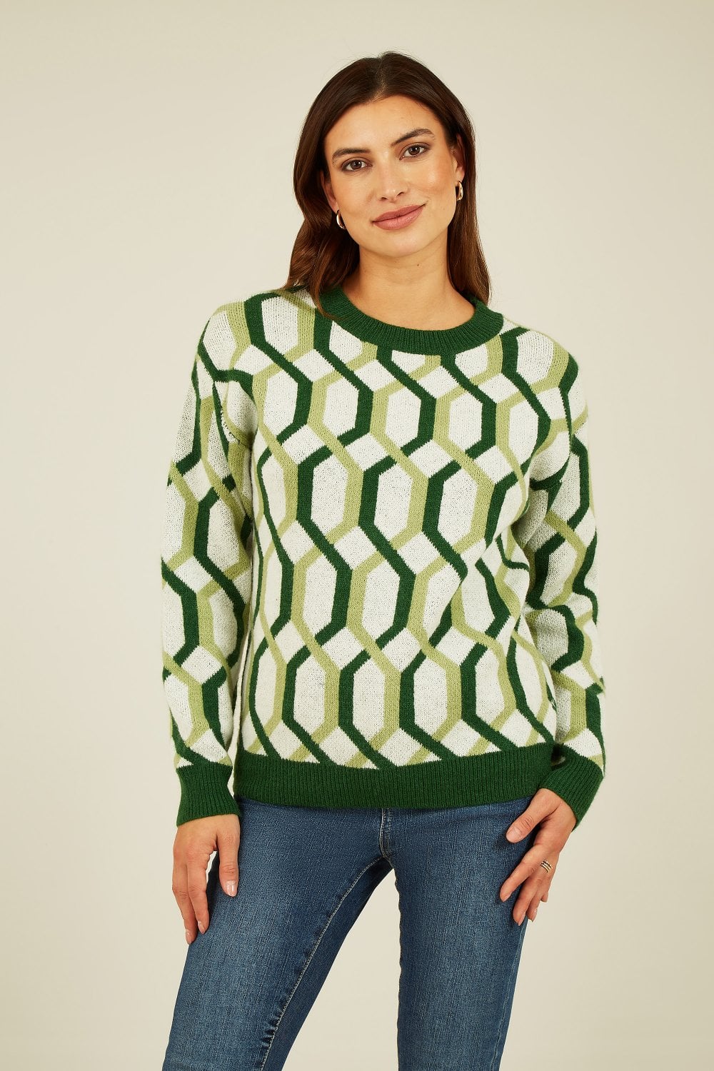 Mela Green Retro Pattern Jumper Mela