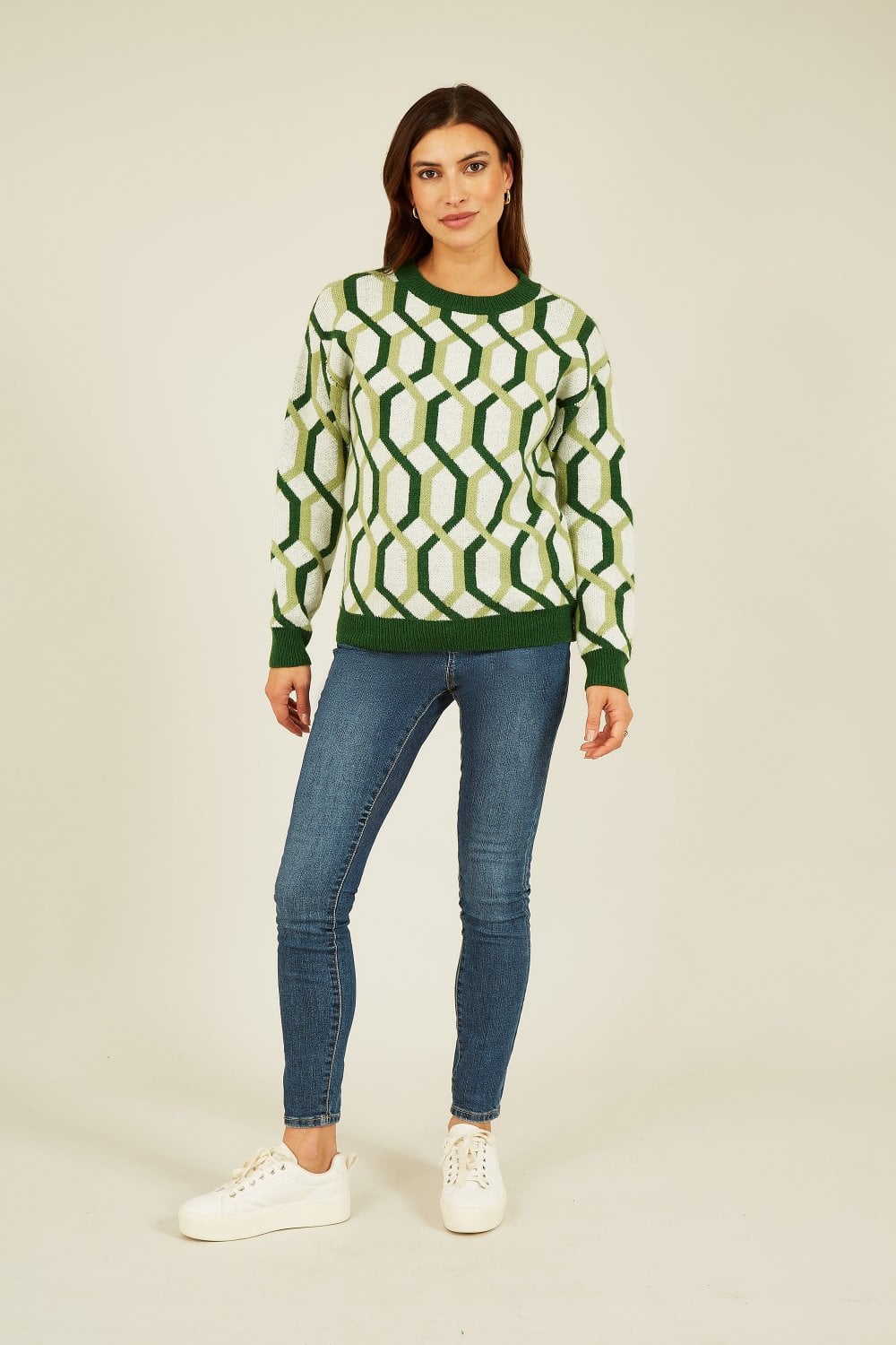 Mela Green Retro Pattern Jumper Mela