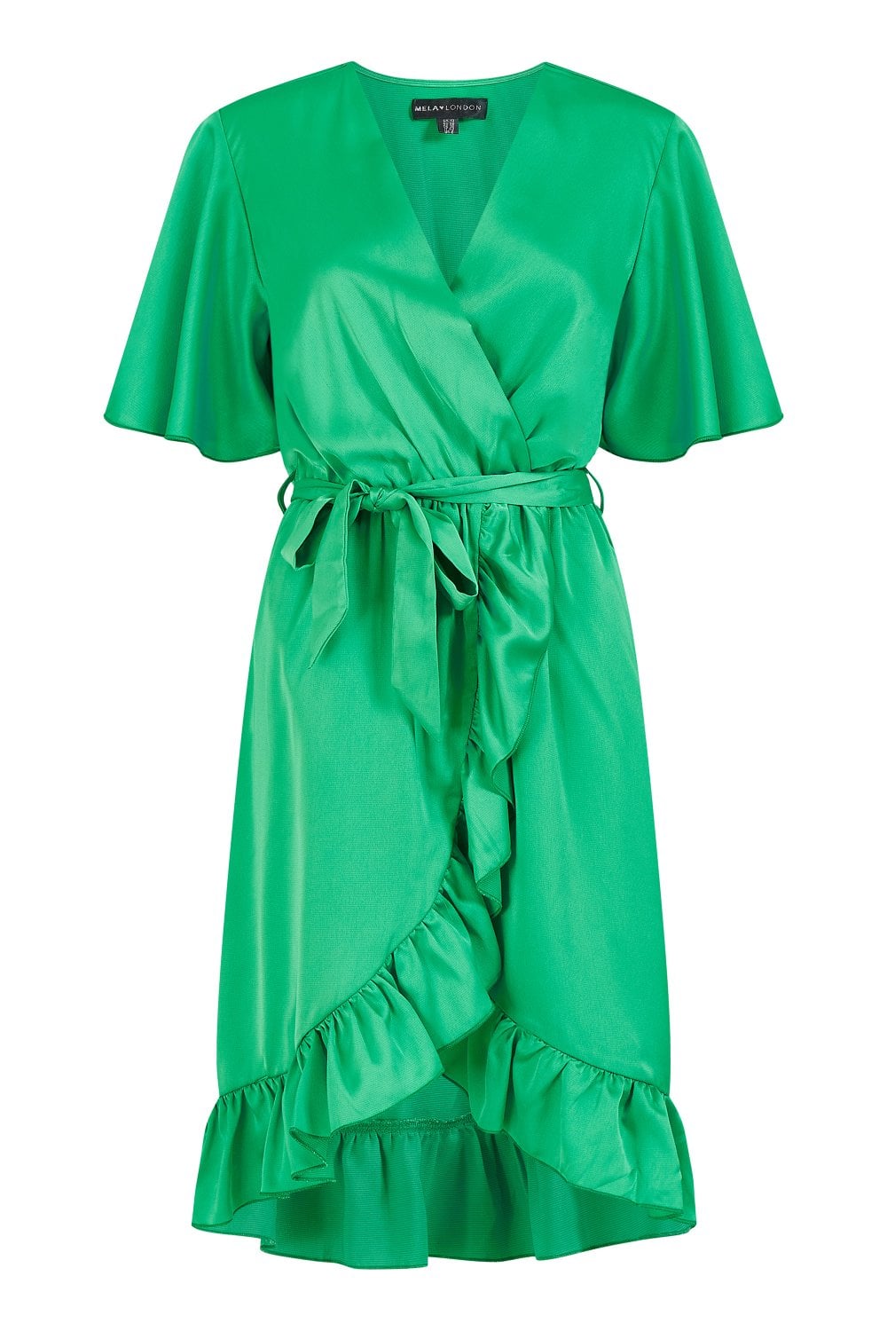 Mela Green Satin Wrap Dress Mela