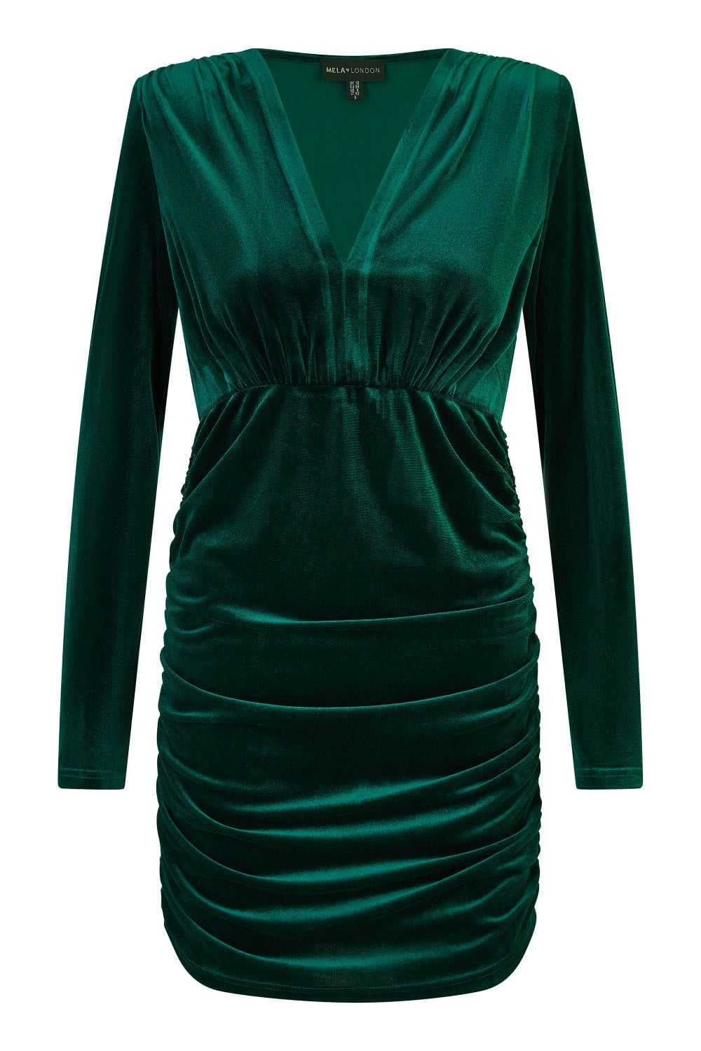 Mela Green Velvet Fitted Long Sleeve Mini Dress Yumi