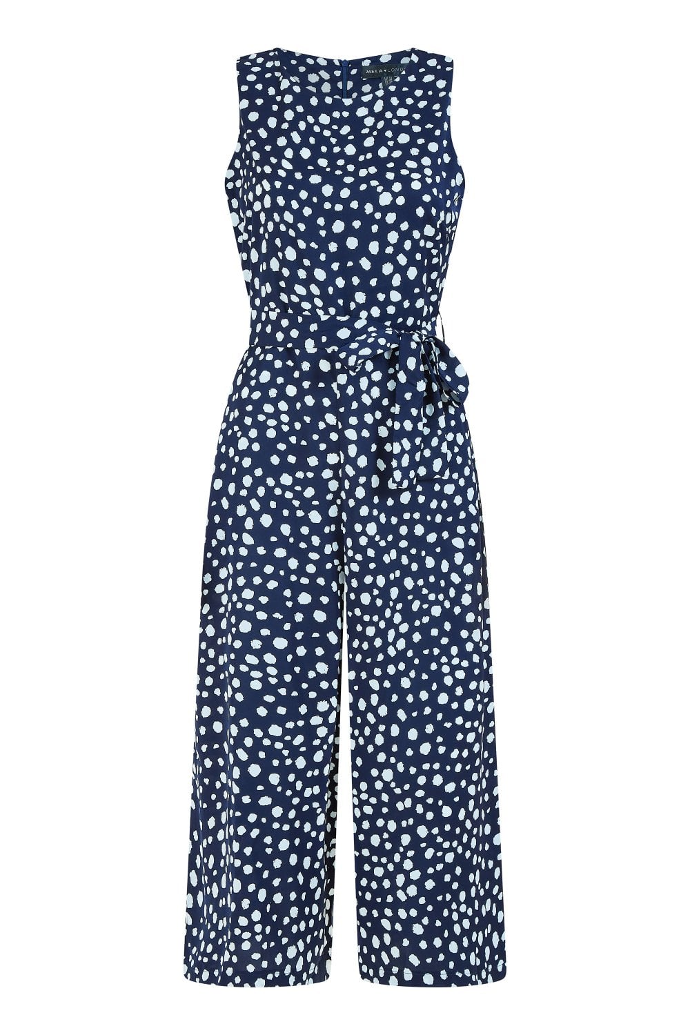 Mela Navy Blotch Print Culotte Jumpsuit Mela