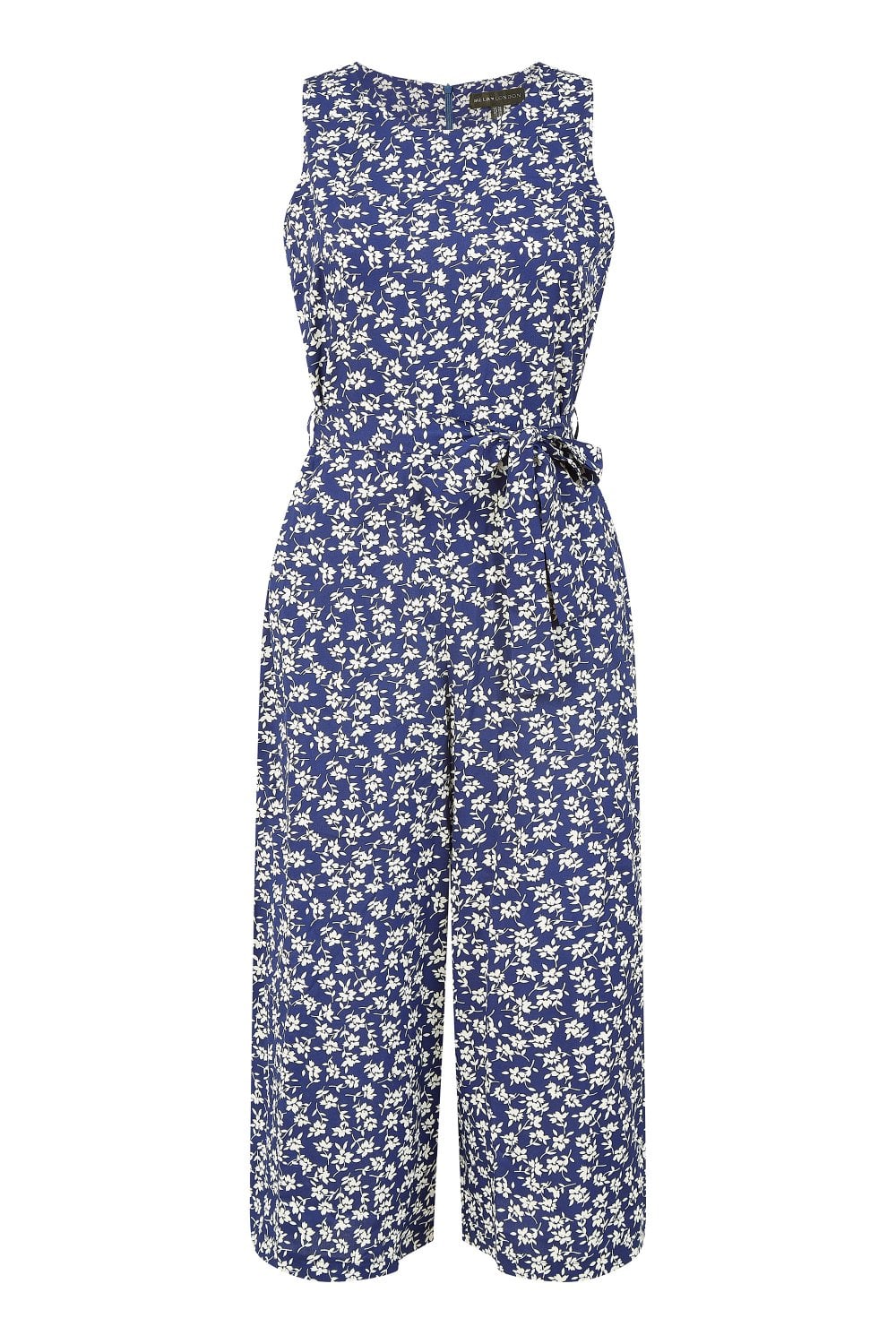 Mela Navy Ditsy Print Culotte Jumpsuit Mela