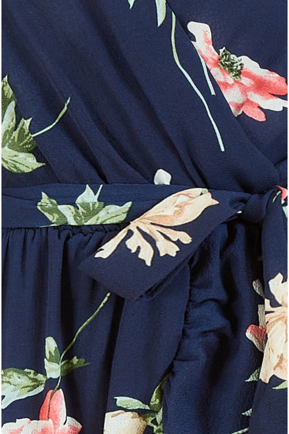 Mela Navy Floral Dip Hem Wrap Midi Dress Yumi