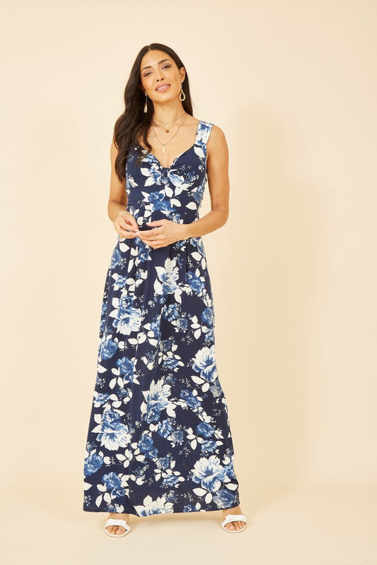 Mela Navy Floral Jersey Maxi Dress Mela