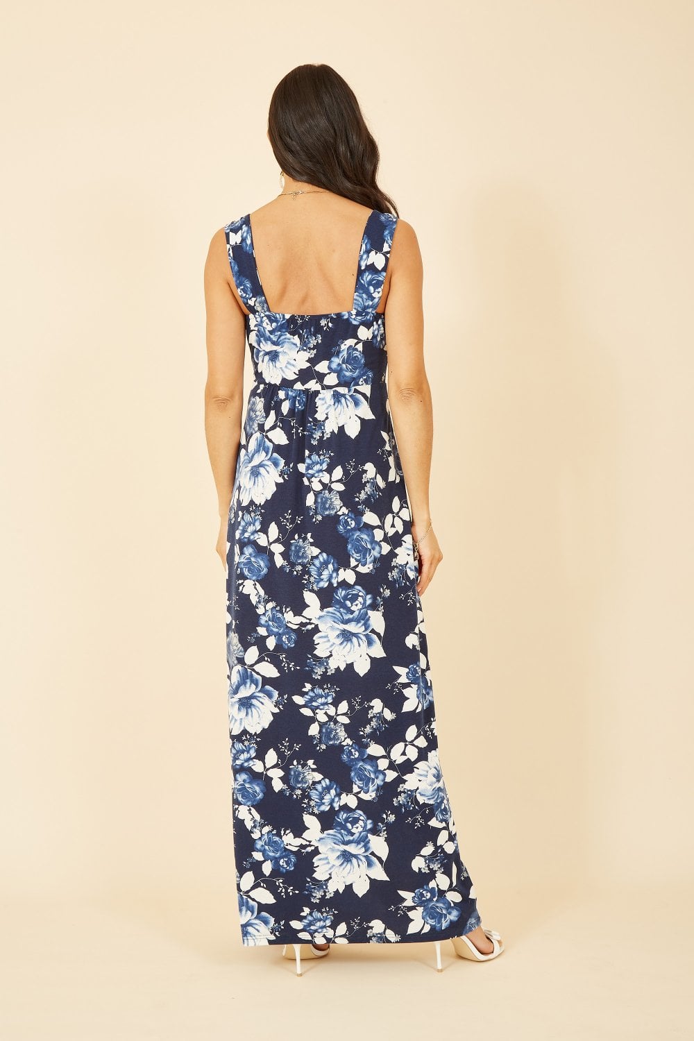 Mela Navy Floral Jersey Maxi Dress Mela