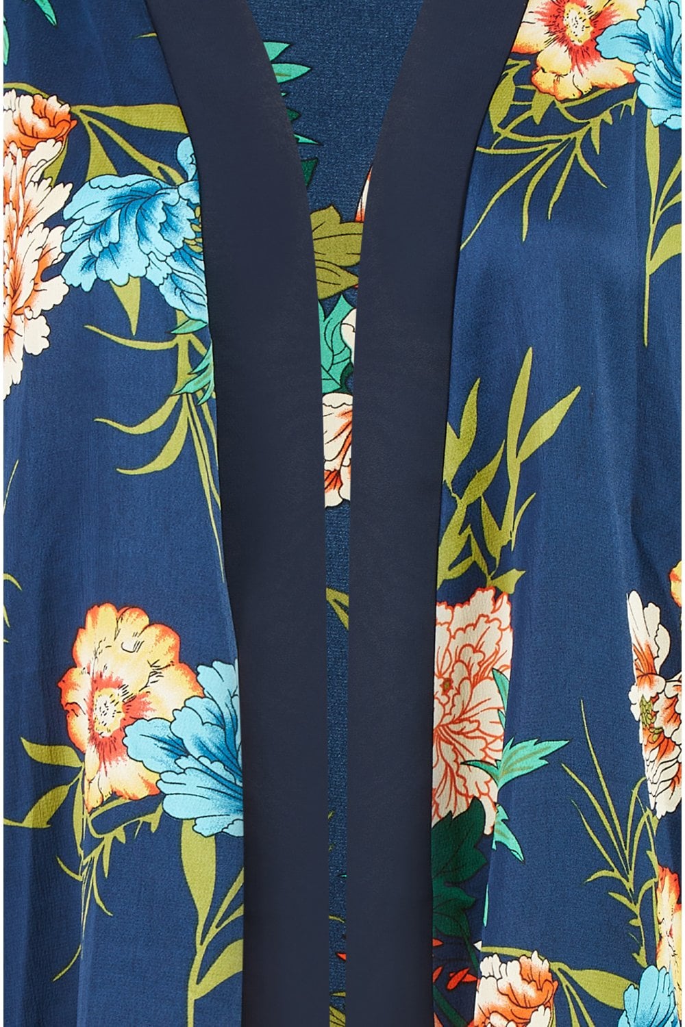 Mela Navy Floral Print Satin Kimono Mela