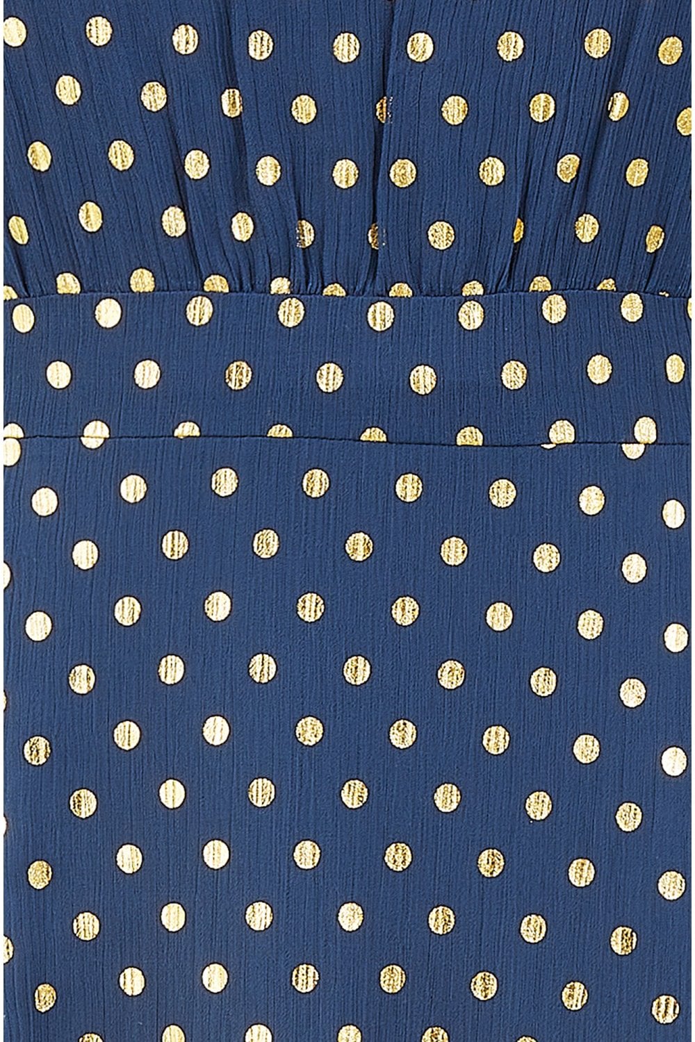 Mela Navy Gold Foil Spot Midi Dress With Scoop Back Mela