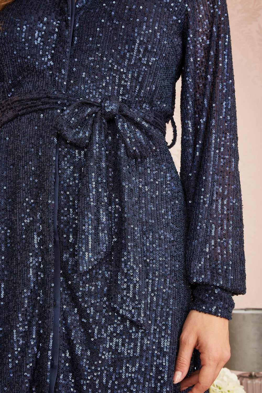 Mela Navy Sequin Shirt Dress Mela