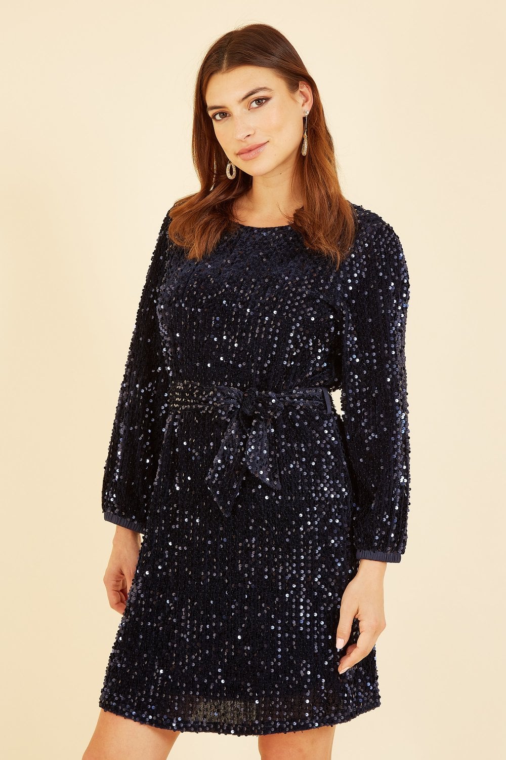 Mela Navy Sequin Smock Dress Mela