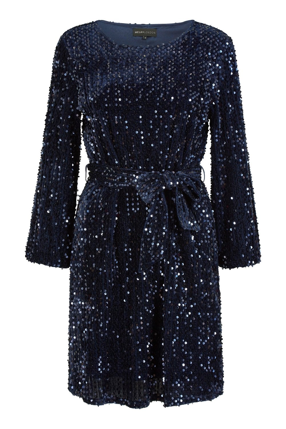 Mela Navy Sequin Smock Dress Mela