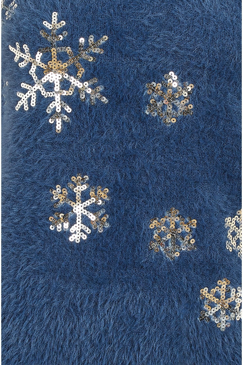 Mela Navy Sequin Snowflake Fluffy Jumper Mela