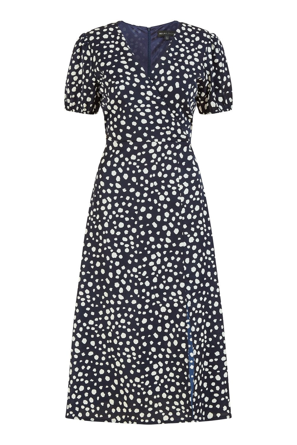 Mela Navy Spot Midi Tea Dress Mela