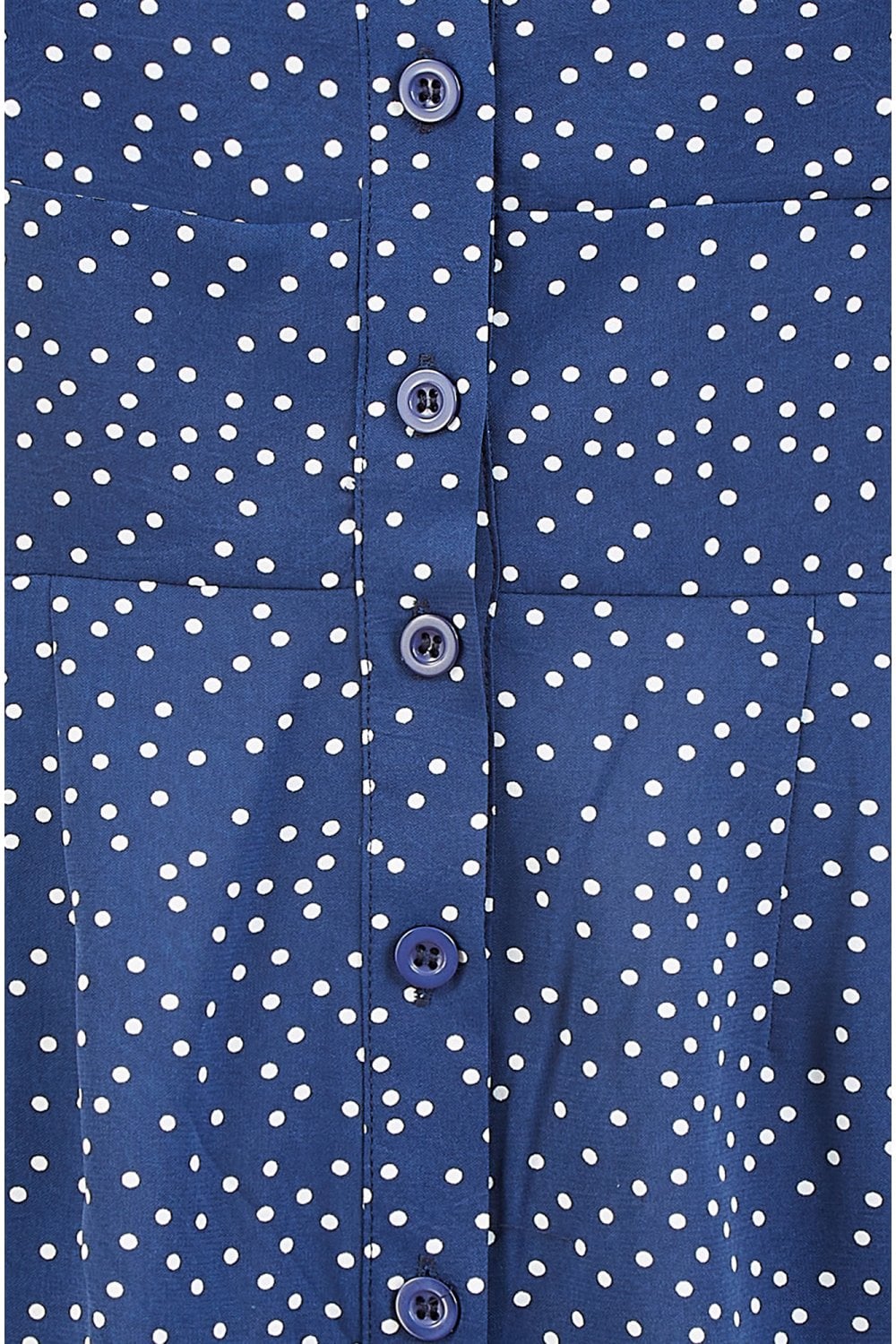 Mela Navy Spot Print Button Up Playsuit Mela