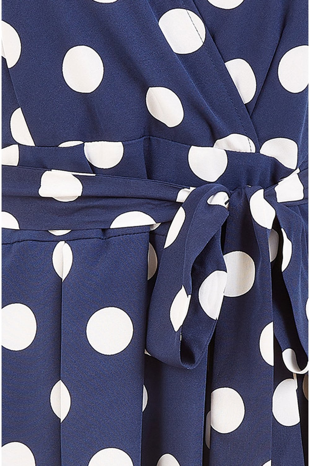 Mela Navy Spot Print Wrap Over Skater Dress Yumi