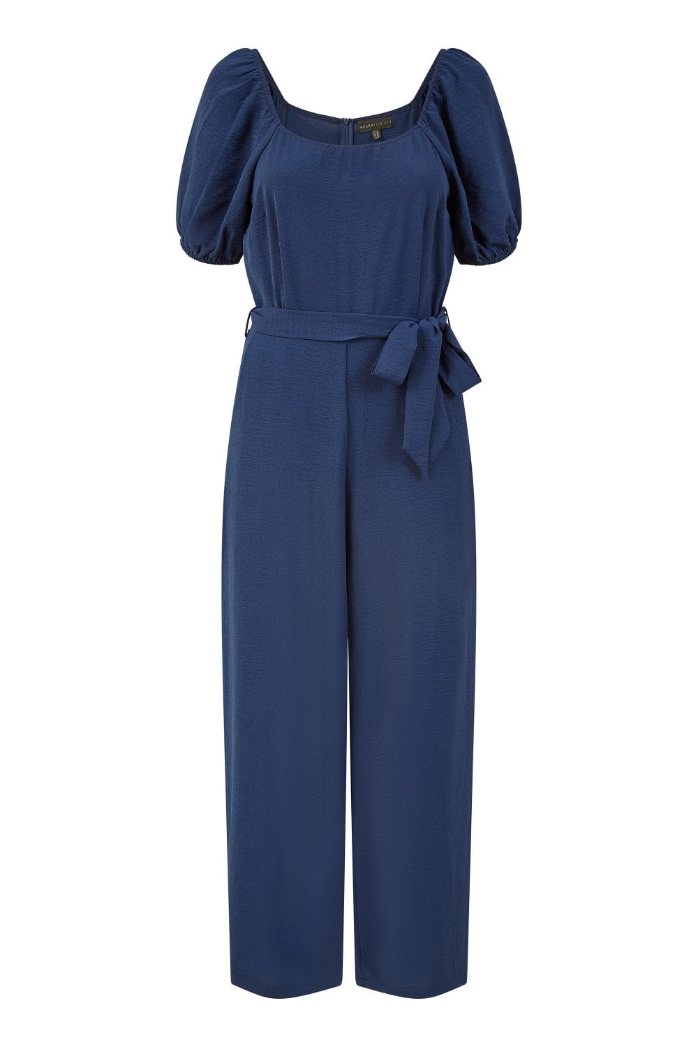 Mela Navy Square Neck Puff Sleeve Culotte Jumpsuit Yumi