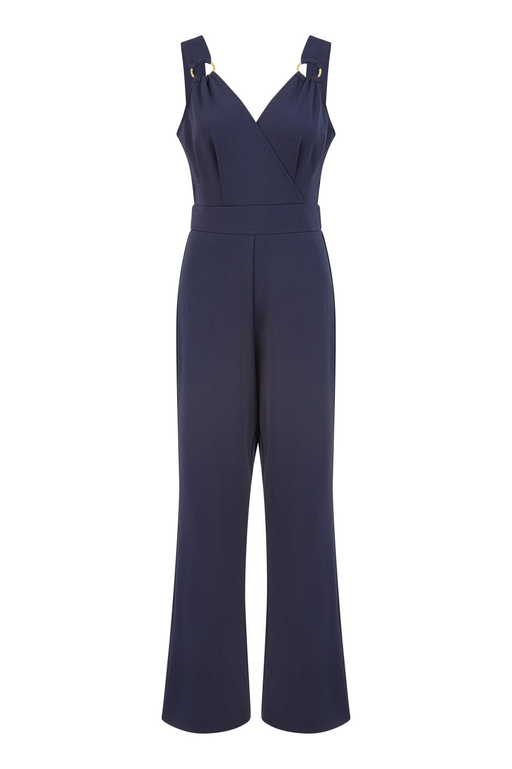 Mela Navy Stretch Jumpsuit with Buckle Details Mela