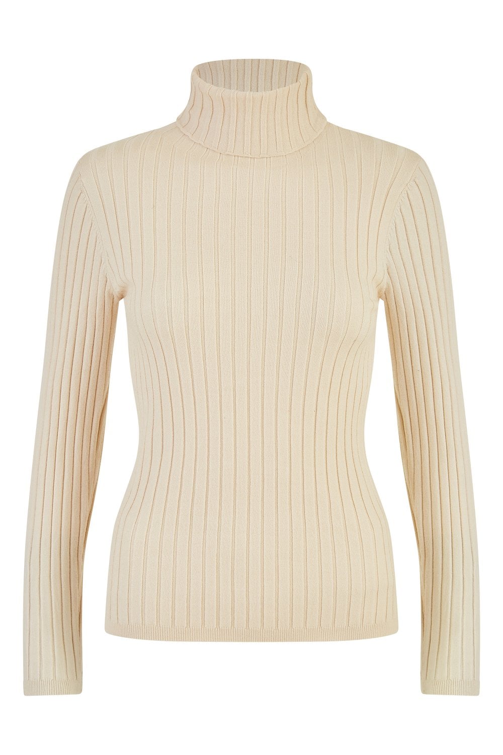 Mela Oatmeal Ribbed Knit Roll Neck Jumper Mela