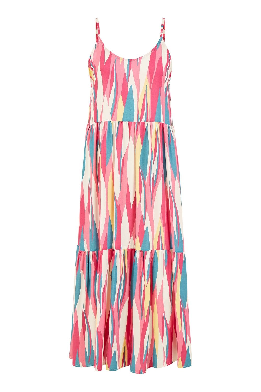 Mela Pink Viscose Abstract Stripe Midi Sundress Mela