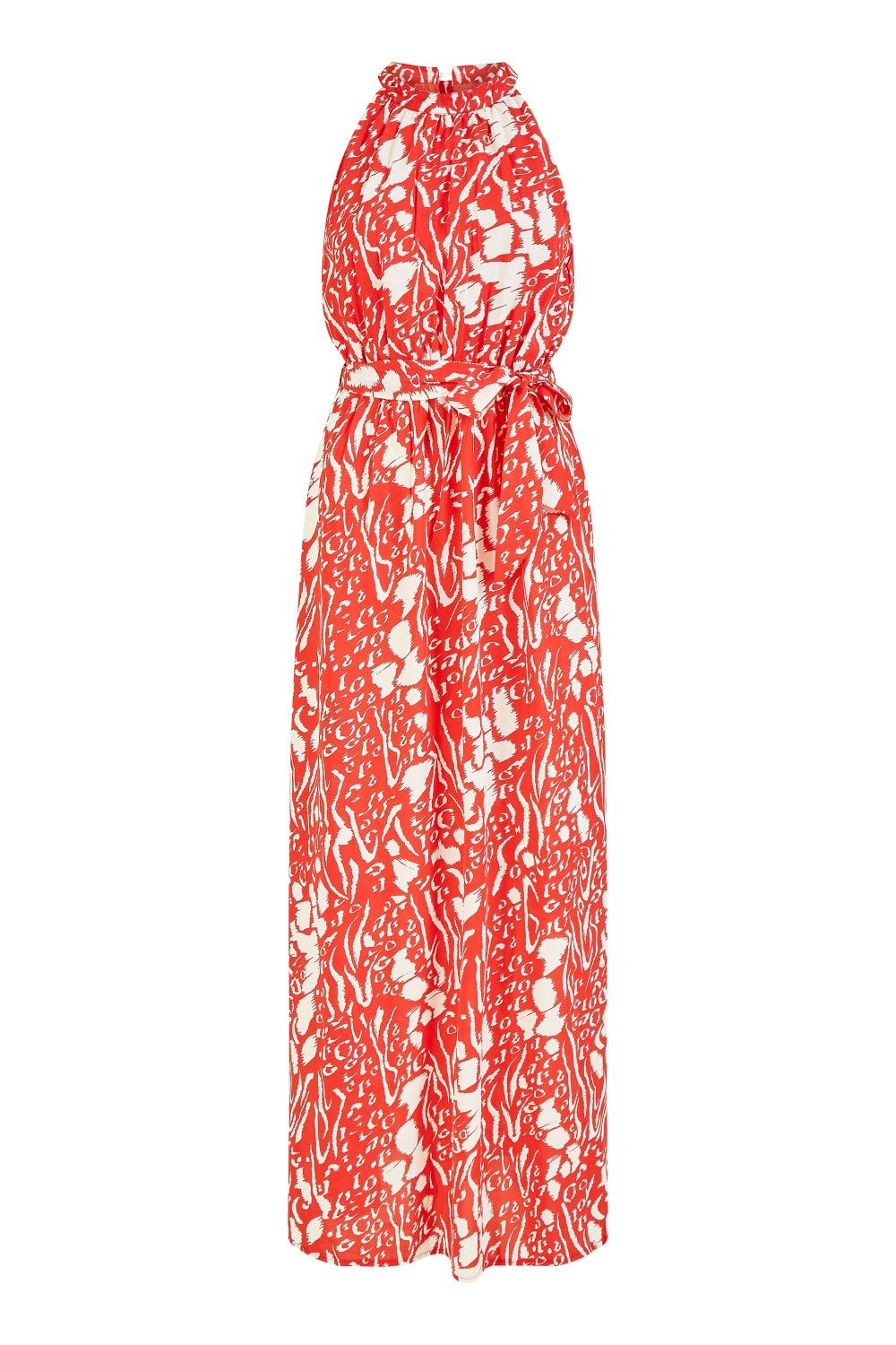 Mela Red Animal Print Halter Neck Maxi Dress Mela