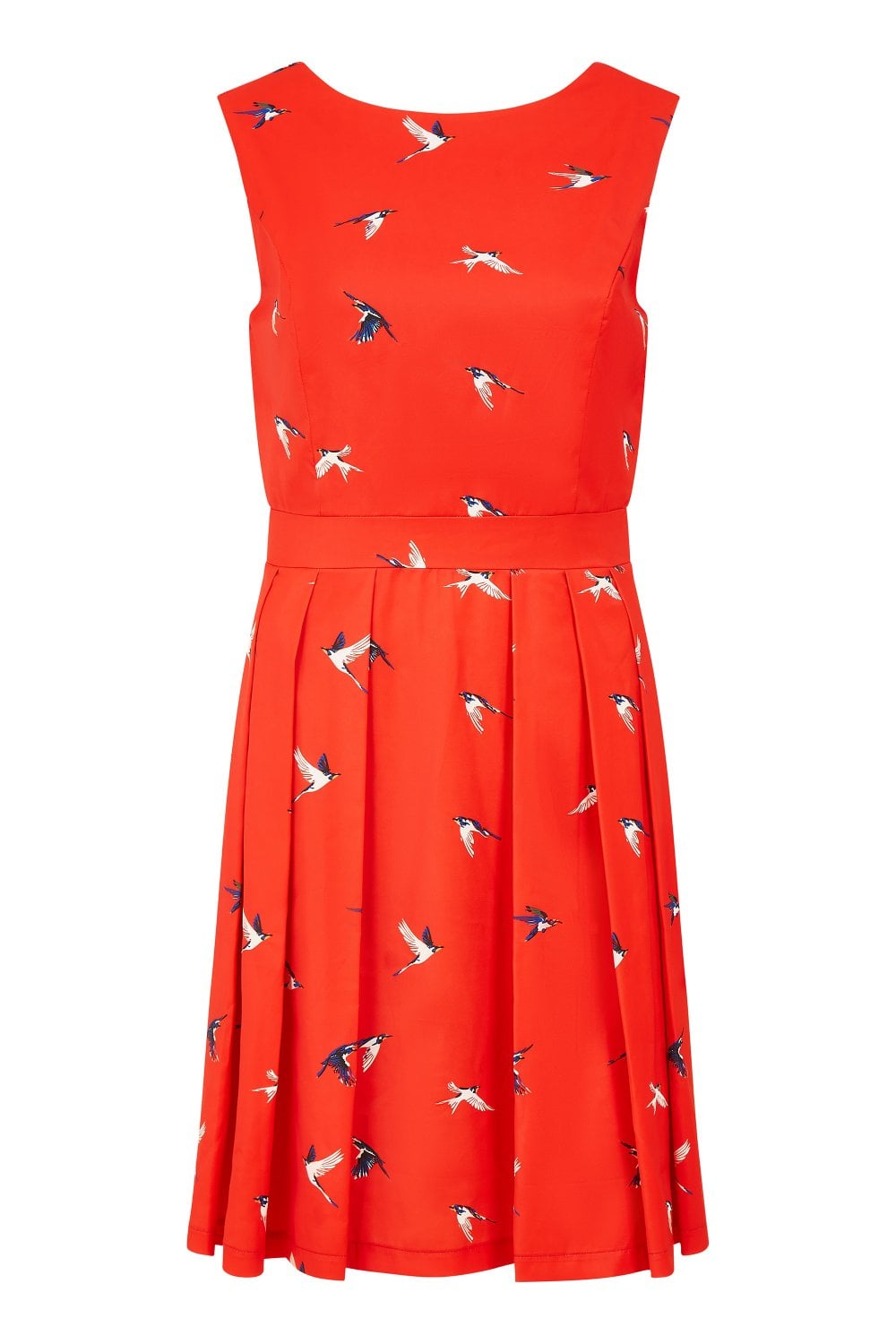 Mela Red Swallow Print Skater Dress Mela