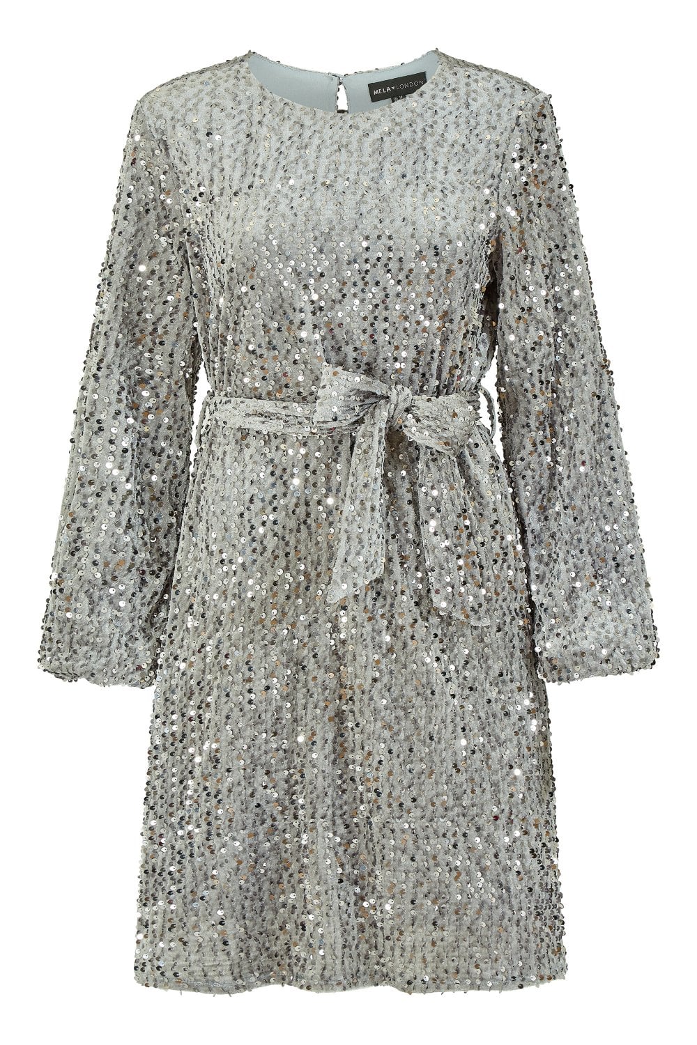 Mela Silver Sequin Smock Dress Mela