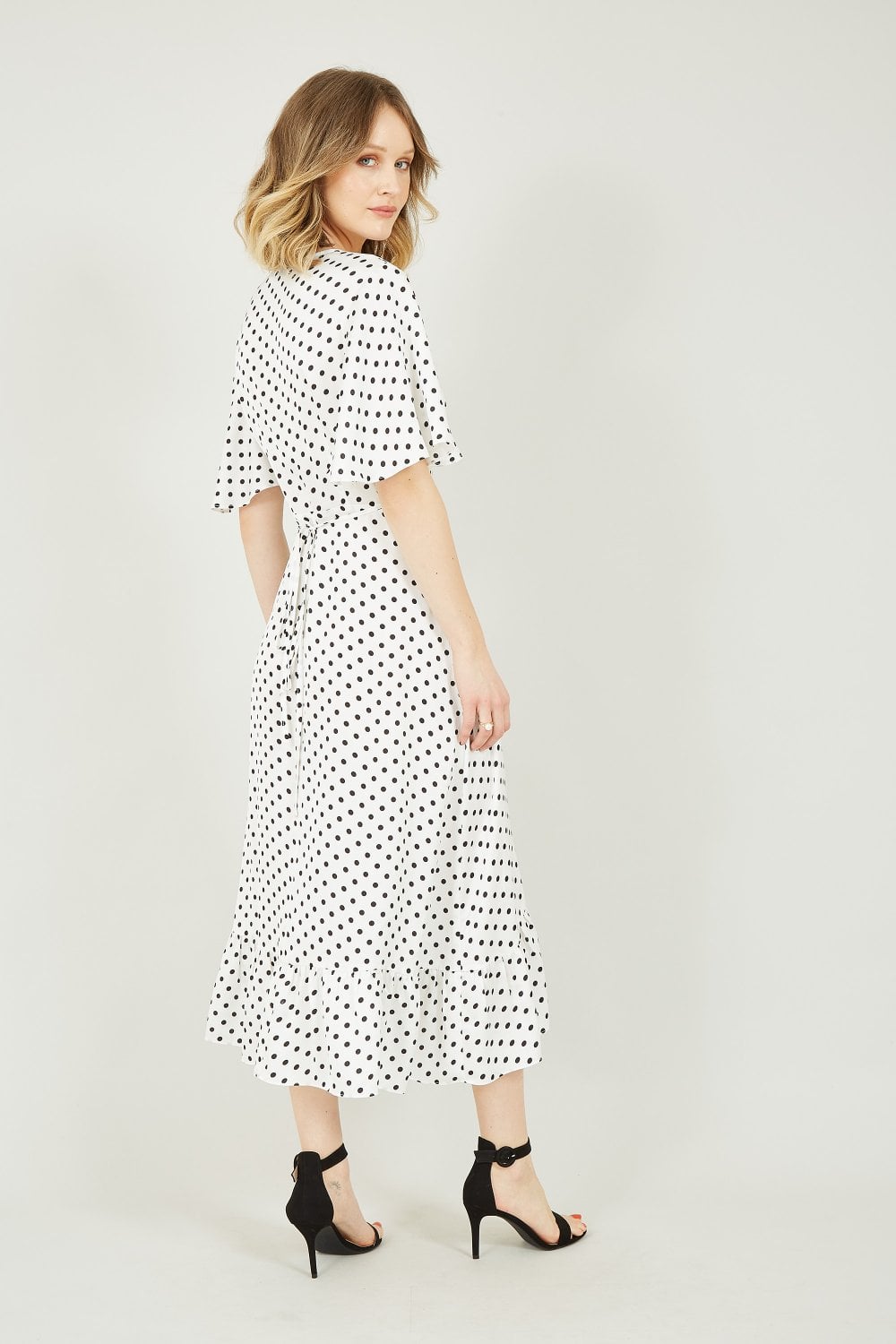 Mela White Polka Dot Wrap Dress Mela