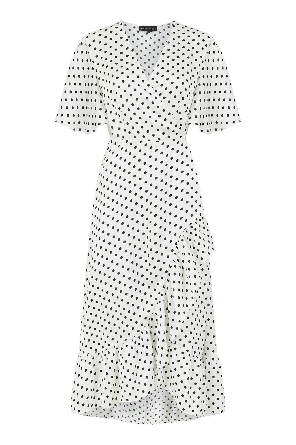 Mela White Polka Dot Wrap Dress Mela