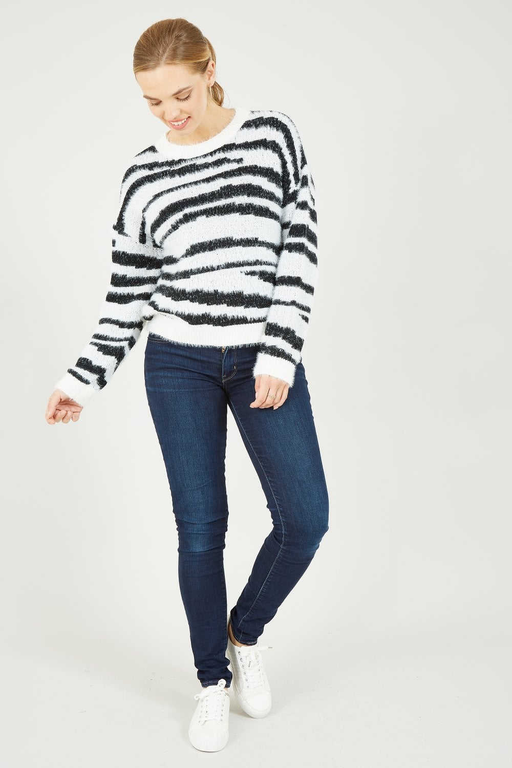 Mela Zebra Knitted Fluffy Jumper Mela