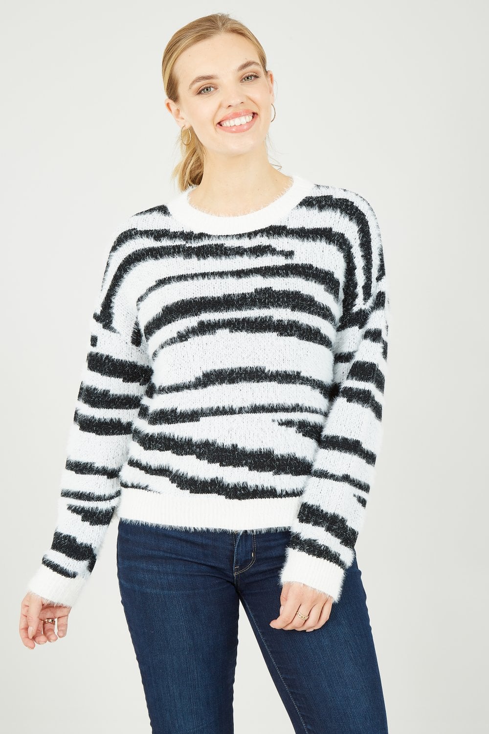 Mela Zebra Knitted Fluffy Jumper Mela