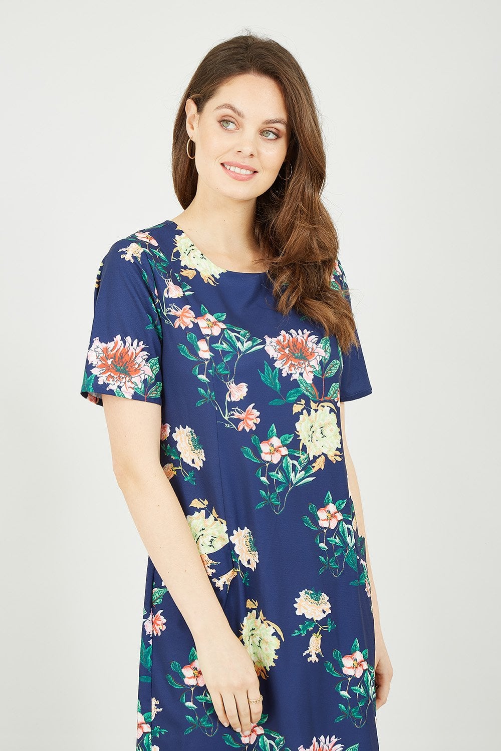 Navy Oriental Blossom Print Tunic Yumi