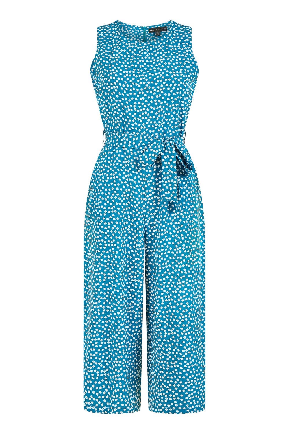 Teal Disty Floral Culotte Jumpsuit Yumi