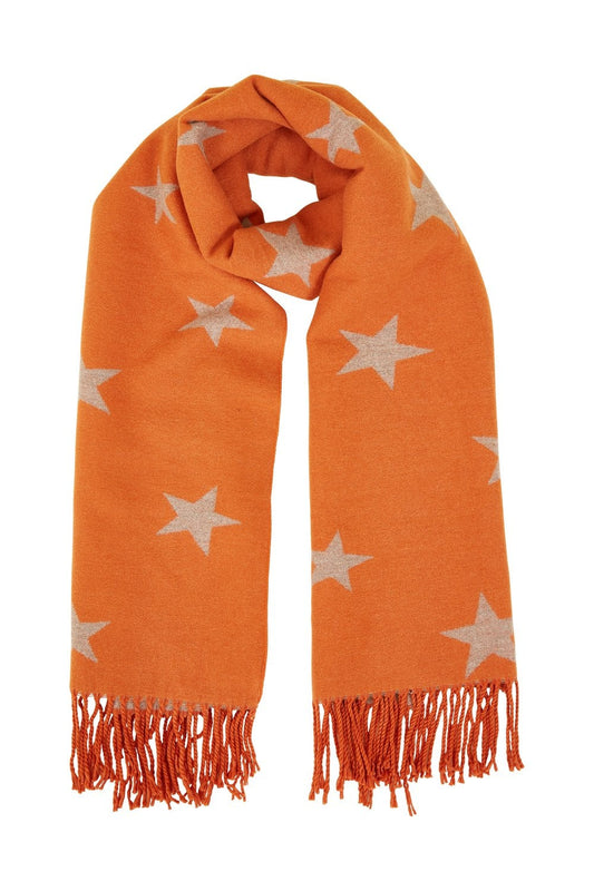 Two Tone Orange And Grey Star Scarf Yumi