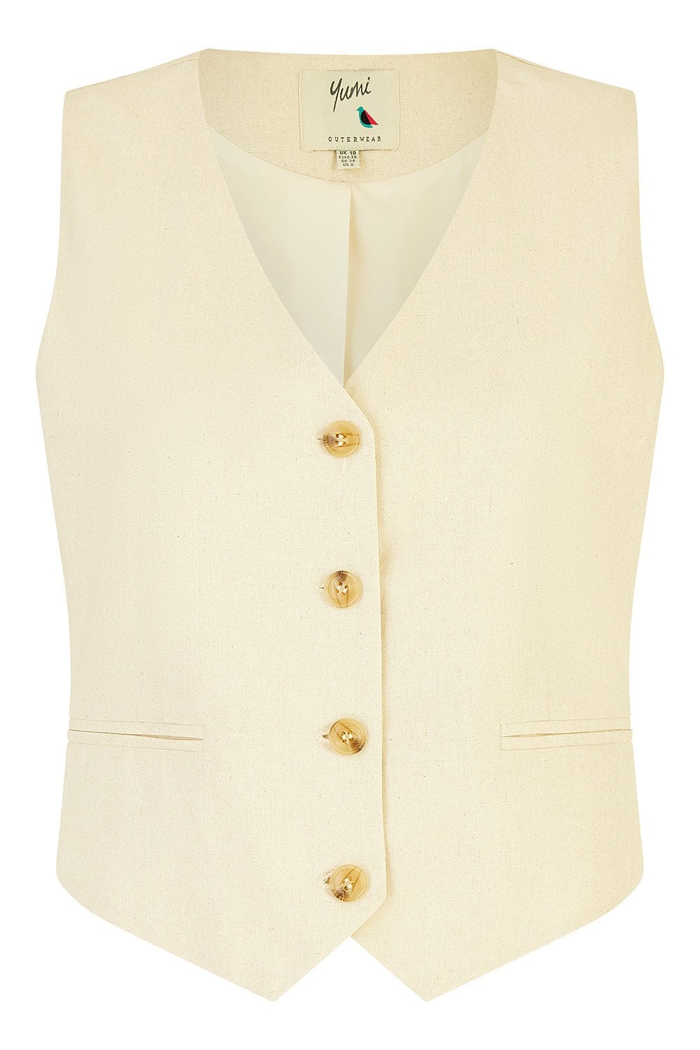 Yumi Beige Sustainable Cotton And Ramie Waist Coat Vest Yumi