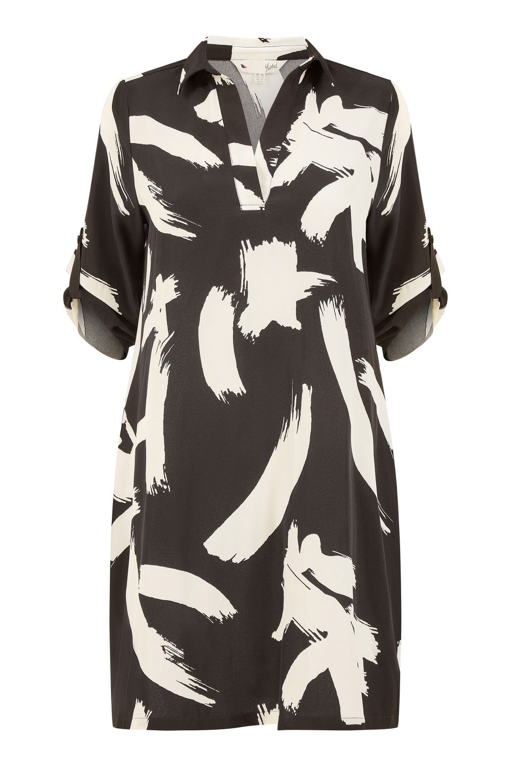 Yumi Black Abstract Print Tunic With Pockets Yumi