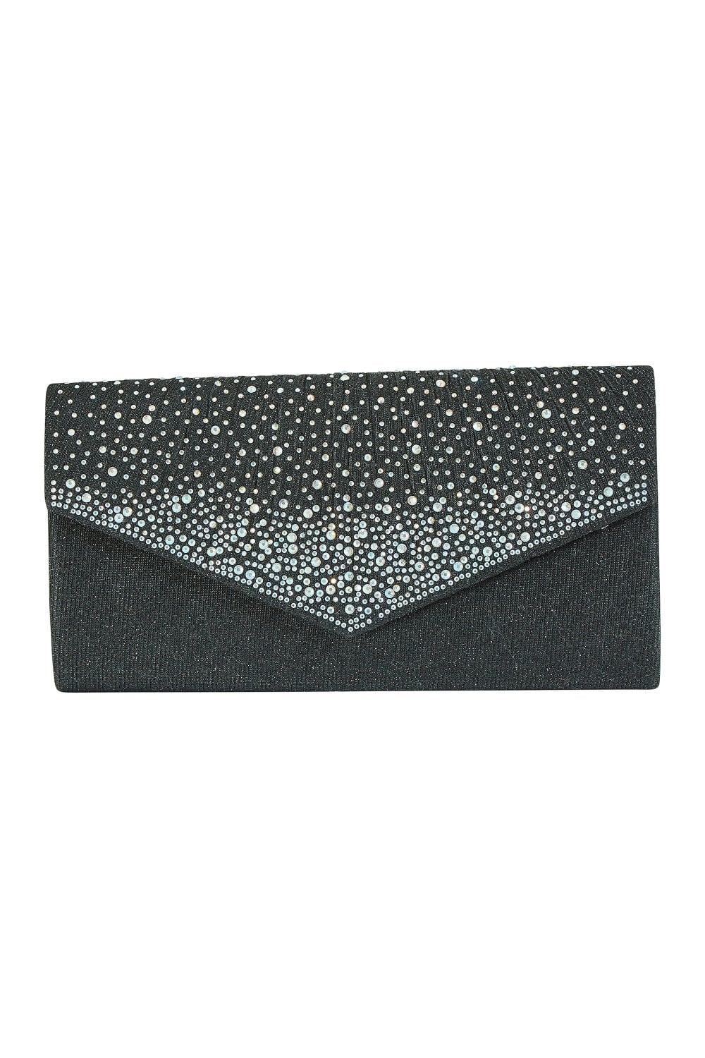 Yumi Black Sparkle Envelope Clutch Bag Yumi