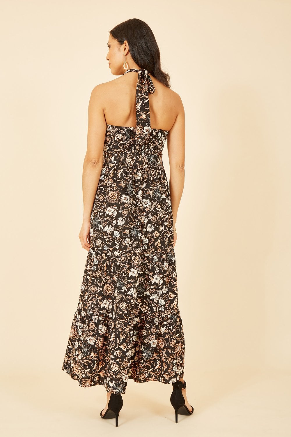 Yumi Black Batik Cross Neck Maxi Dress Yumi